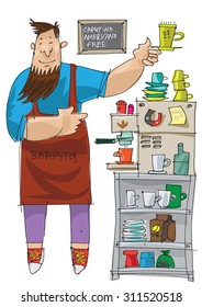 barista boy - cartoon