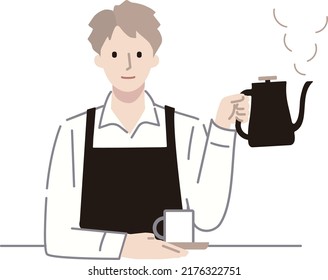 Barista Cafe Clerk Male　coffee Shop Smile