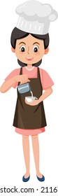 A barista cartoon character on white background illustration