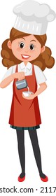 A barista cartoon character on white background illustration