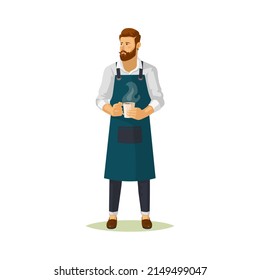 Barista character isolated icon or clipart, vector