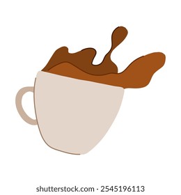 xícara de café barista splash cartoon. feijões espumosos, preto a vapor, cappuccino sip xícara de café barista splash sign. símbolo isolado vetor ilustração