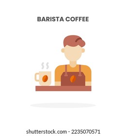 Barista Coffee icon flat. Vector illustration on white background. Can used for web, app, digital product, presentation, UI and many more.