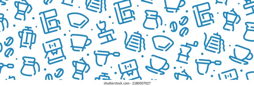 Barista and coffee icon pattern background wide banner