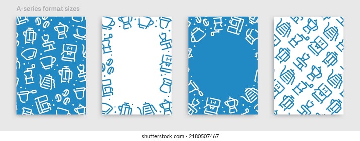 Barista and coffee icon pattern background for graphic design.A-size vertical vector template set.