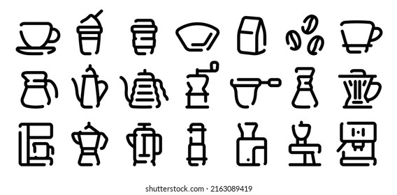 Barista and coffee icon set (Soft bold line version)