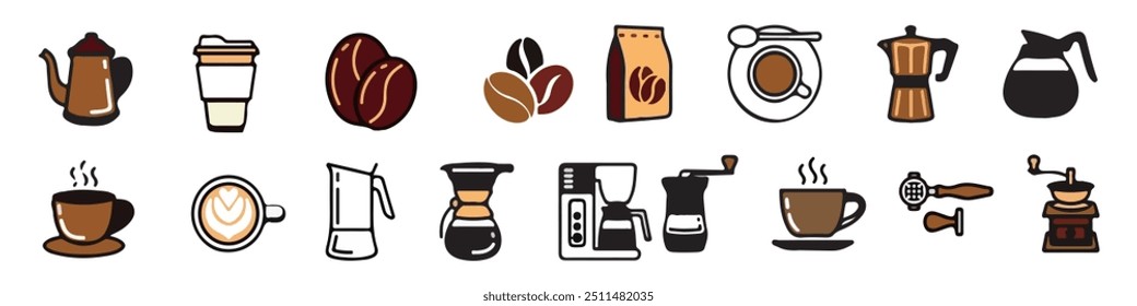 Conjunto de iconos de café Barista. Conjunto de iconos de vector de café barista. Eps 10