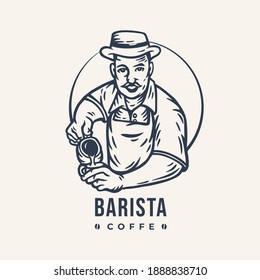 Barista Coffee Logo - Hand Drawn Vintage Style