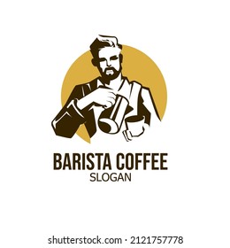 barista coffee logo for coffee shops, coffee roasting illustrations and a touch of vintage and modern style.