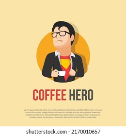 barista coffee logo super hero vector