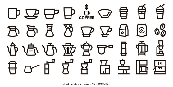 Barista and Coffee Lovers Icon Set (Bold outline version)