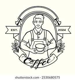 Barista Coffee Maker illustration vector line art