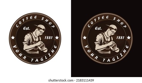 Barista Coffee Mixer Logo Template