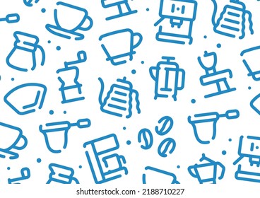 Barista and coffee pattern background for graphic design.A-size horizontal.