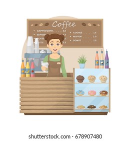 Barista at coffee shop.