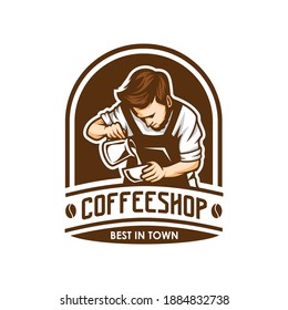 Barista Coffee Shop Logo Vector