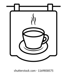 Barista coffee shop sign. Vector flat outline icon illustration isolated on white background.