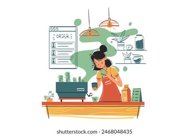 Barista Coffee Shop Vector Illustration