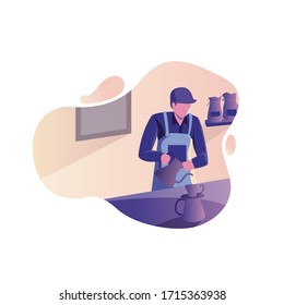 Barista coffee vector flat illustration
