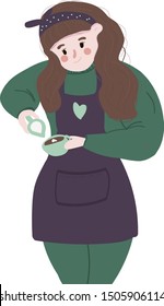 the barista cute girl vector illustration