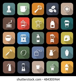 Barista flat icon with long shadow, stock vector