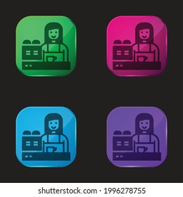 Barista four color glass button icon