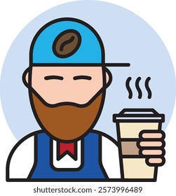 barista with to go cup icon