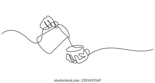 barista hand coffee maker close up making coffee latte art one line continuous drawing minimalist art illustration