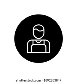 Barista icon in black circular style. The symbol of a barista. Vector illustration