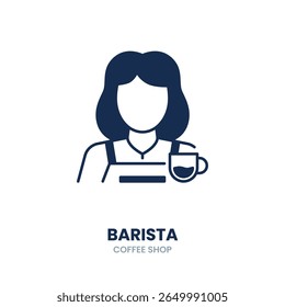 Barista icon. barista, coffee, cafe, brew, serve, espresso, uniform, expert, drink. Vector Icon Illustration
