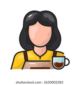 Barista icon. barista, coffee, cafe, brew, serve, espresso, uniform, expert, drink. Vector Icon Illustration