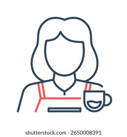 Barista icon. barista, coffee, cafe, brew, serve, espresso, uniform, expert, drink. Vector Icon Illustration