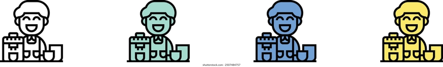 barista icon. Outline, Green, Blue and Yellow Style Design Isolated On White Background