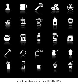 Barista icon with reflect on black background, stock vector
