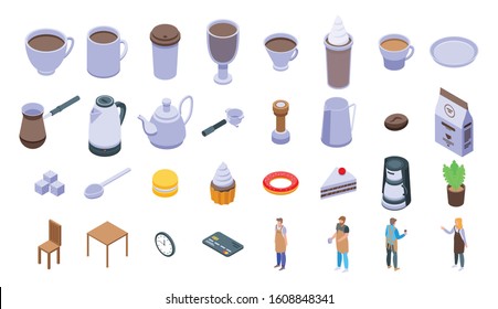 Barista icons set. Isometric set of barista vector icons for web design isolated on white background