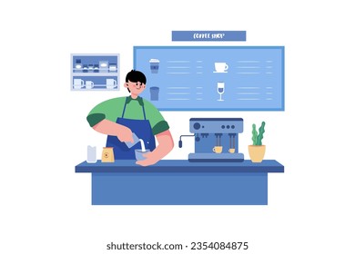 Barista Illustration concept. A flat illustration isolated on white background