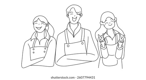 Barista illustration line art coloring page