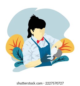 barista illustration making coffee in flat design style