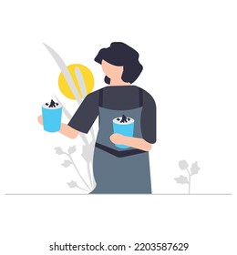 Barista illustration which is suitable for commercial work and easily modify or edit it

