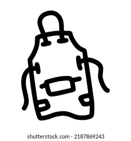 barista or kitchen apron lineart vector illustration icon with doodle hand drawn style for coffee shop and business