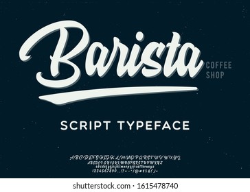 Barista. Lettering print on clothes or sticker. Script typeface.