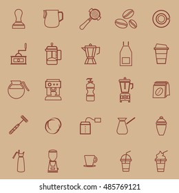 Barista line color icon on brown background, stock vector