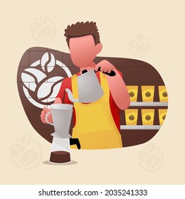 barista make a coffe for customer