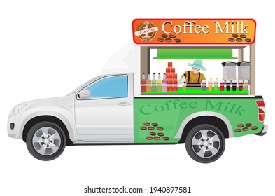 the barista make coffee on truck vector design