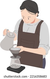 a barista is making coffee according to the customer's order