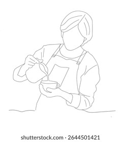 barista fazendo café. Barista fazendo conceito de café. Desenho de linha única