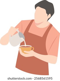 barista making coffee vector illustration