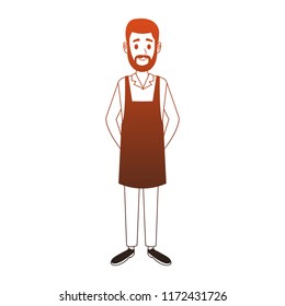 Barista man cartoon orange lines