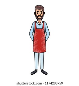 Barista man cartoon scribble