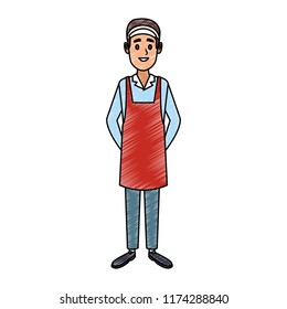 Barista man cartoon scribble